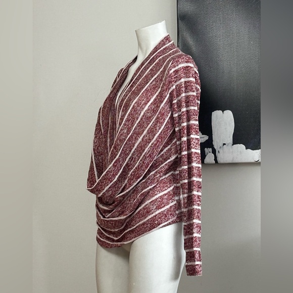 Seductions Tops - Striped Burgundy Drape Top